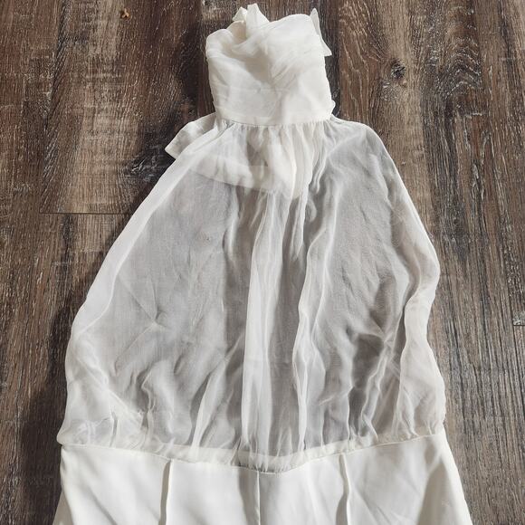 Retrofete White/Cream Jumpsuit Halter Open Back Silk Size Small Sample Wide Leg - Picture 2 of 11